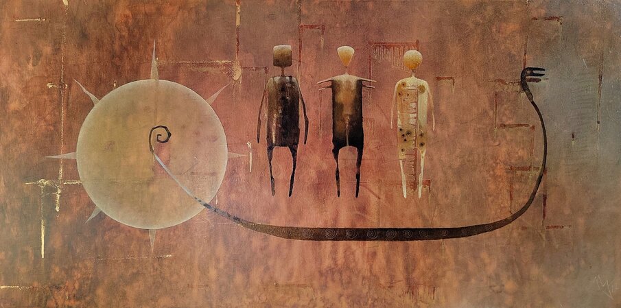 ,,Cudzinci,, rozmer obrazu s rámom 100x50cm