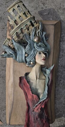 ,,Dáma,, Rormer plastiky 23x46 cm - na zavesenie