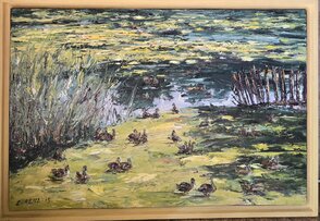 ,,Kačky,, Roymer obrazu spolu s rámom 44x64 cm