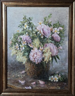 “Pivonky“ Rozmer obrazu spolu s rámom 63x80 cm